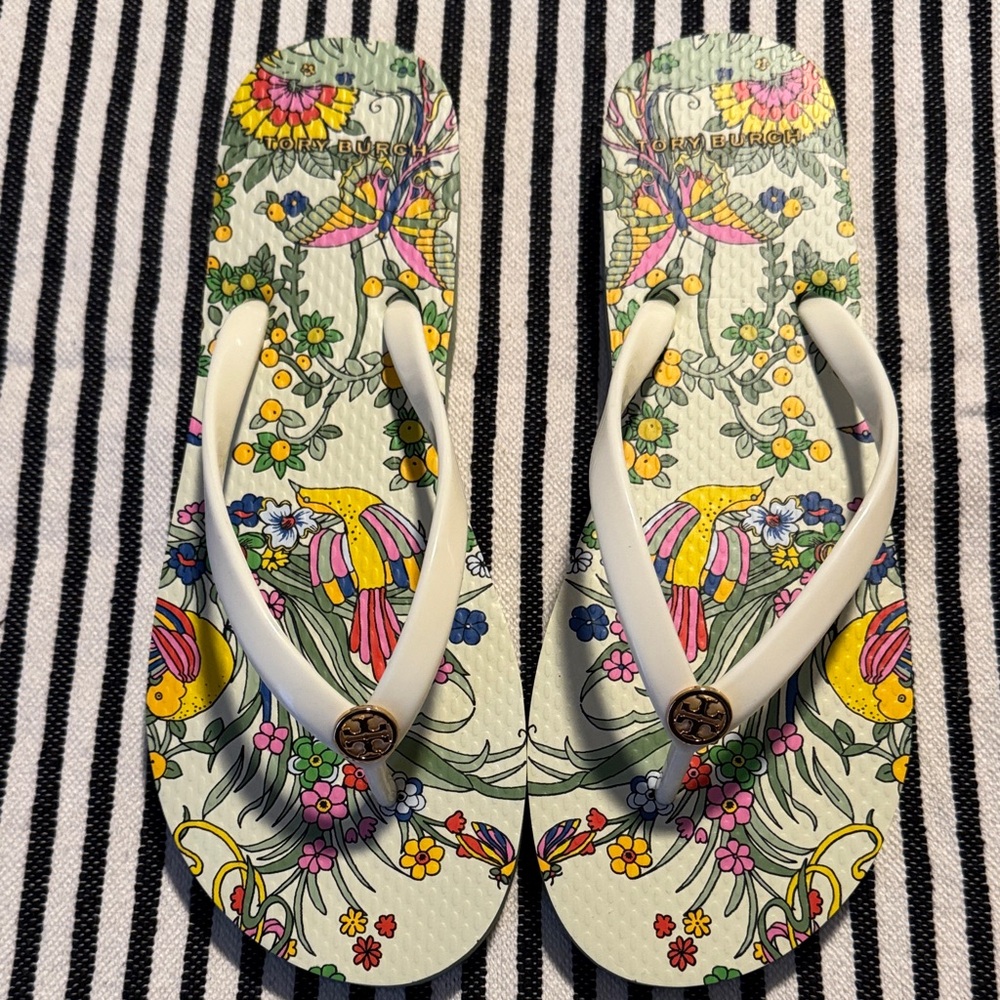 Tory Burch Women's Multicolor Promised Land Thin Flip Flops Size 7